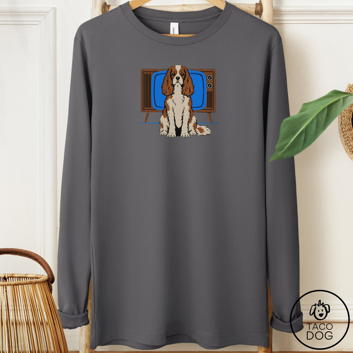 Cavalier King Charles Spaniel Program Long Sleeve Tee Asphalt Taco-Dog