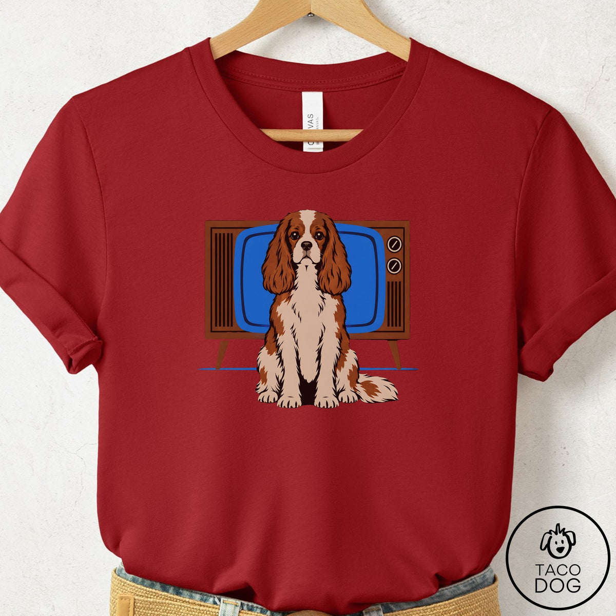 Cavalier King Charles Spaniel Program T-Shirt Canvas Red Taco-Dog