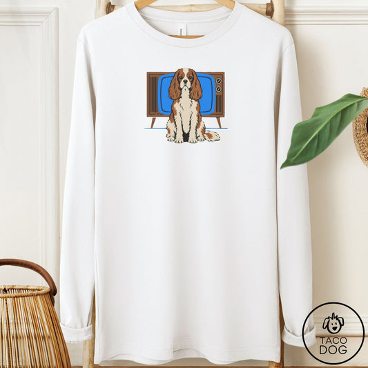 Cavalier King Charles Spaniel Program Long Sleeve Tee White Taco-Dog
