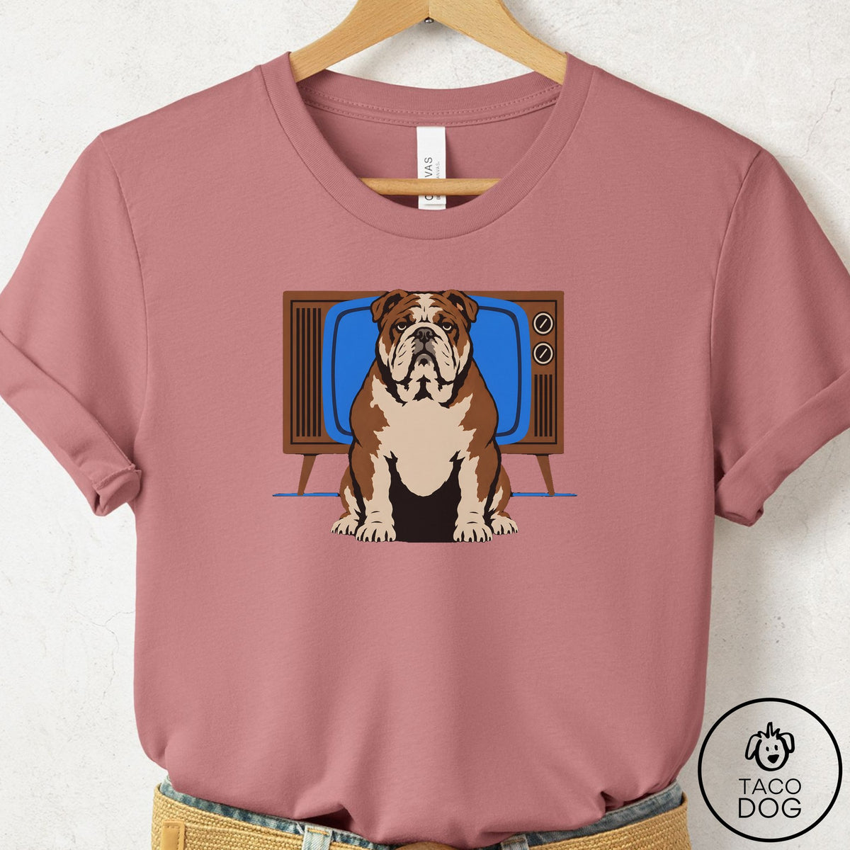 English Bulldog Program T-Shirt Mauve Taco-Dog