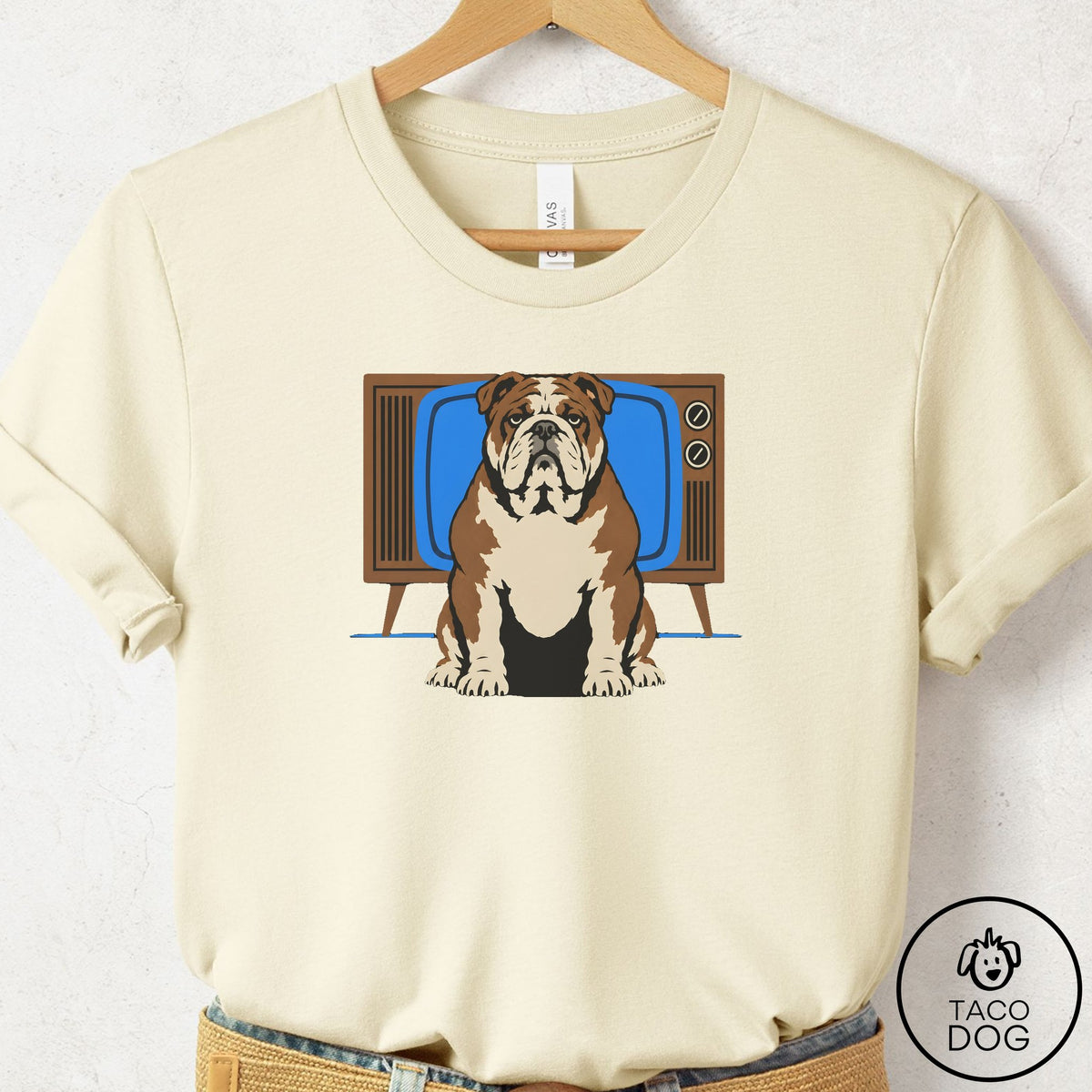 English Bulldog Program T-Shirt Natural Taco-Dog