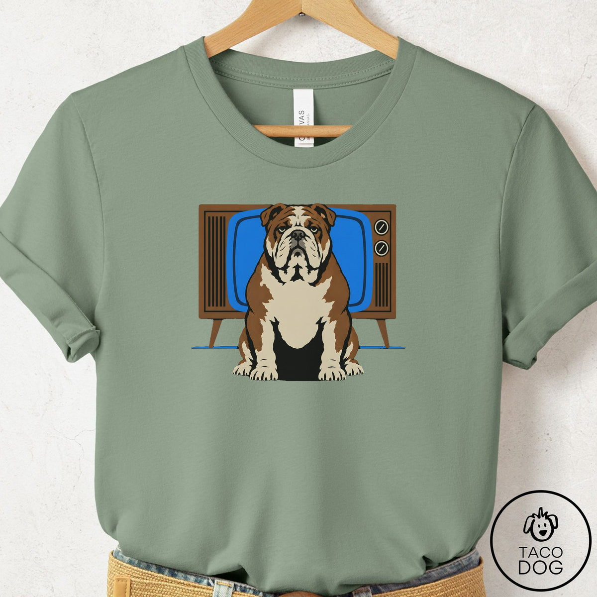 English Bulldog Program T-Shirt Sage Taco-Dog