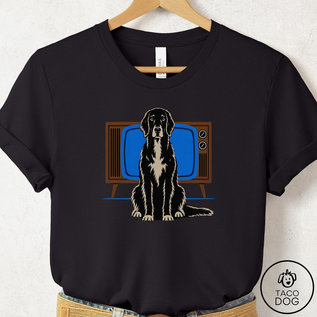 Flat-Coated Retriever Program T-Shirt Black Taco-Dog