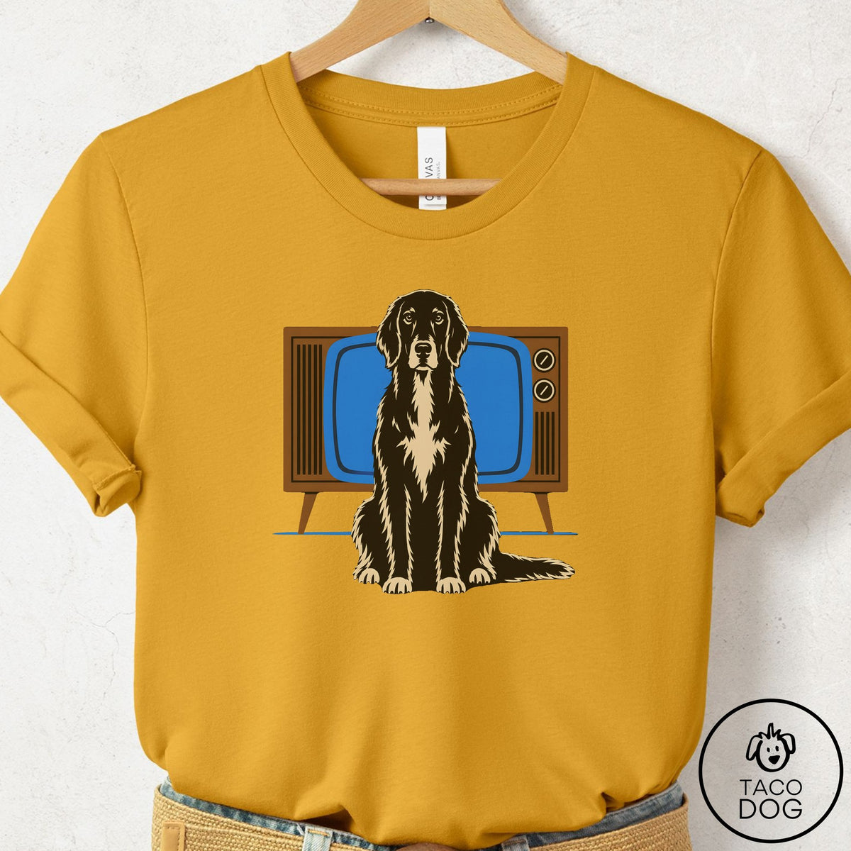 Flat-Coated Retriever Program T-Shirt Mustard Taco-Dog