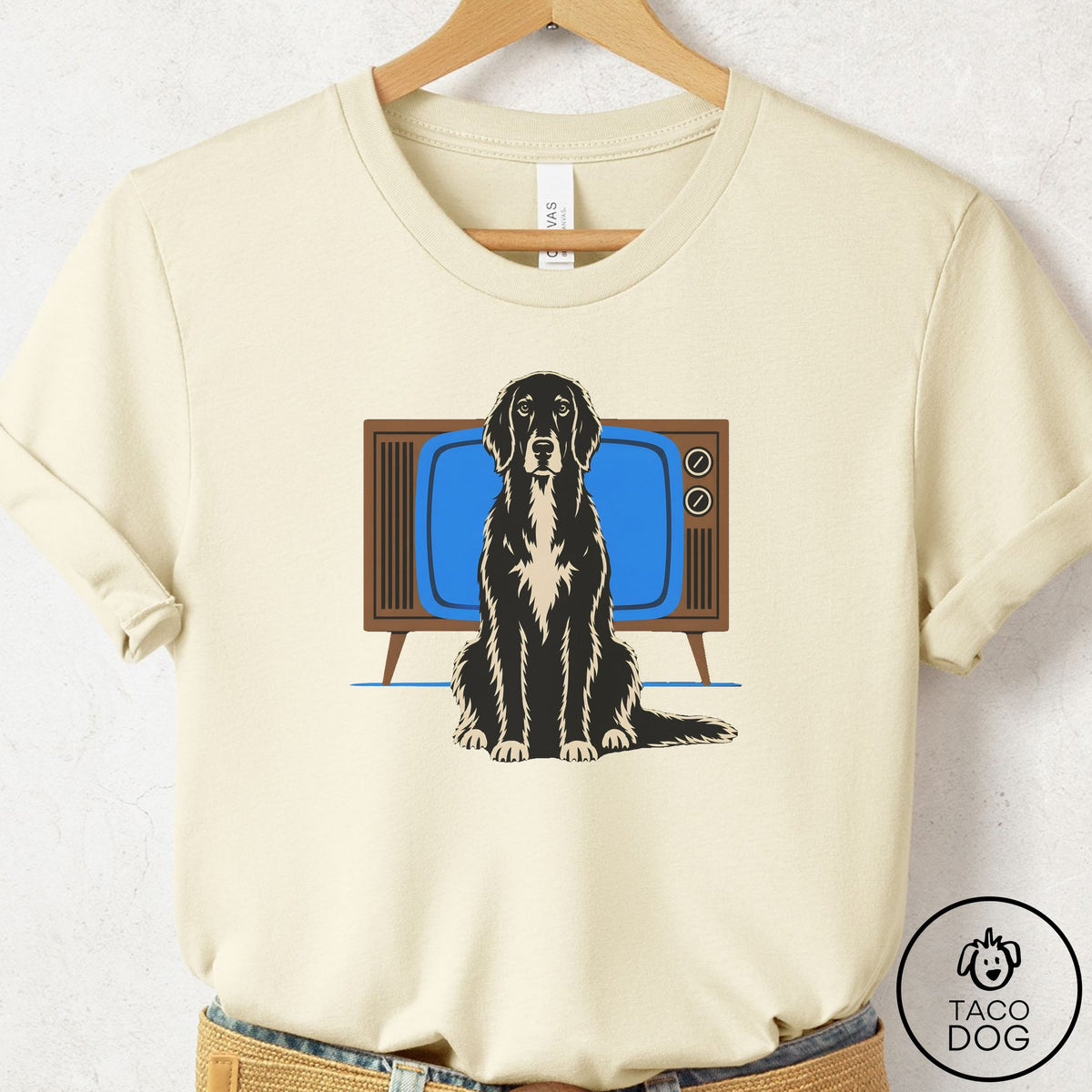 Flat-Coated Retriever Program T-Shirt Natural Taco-Dog