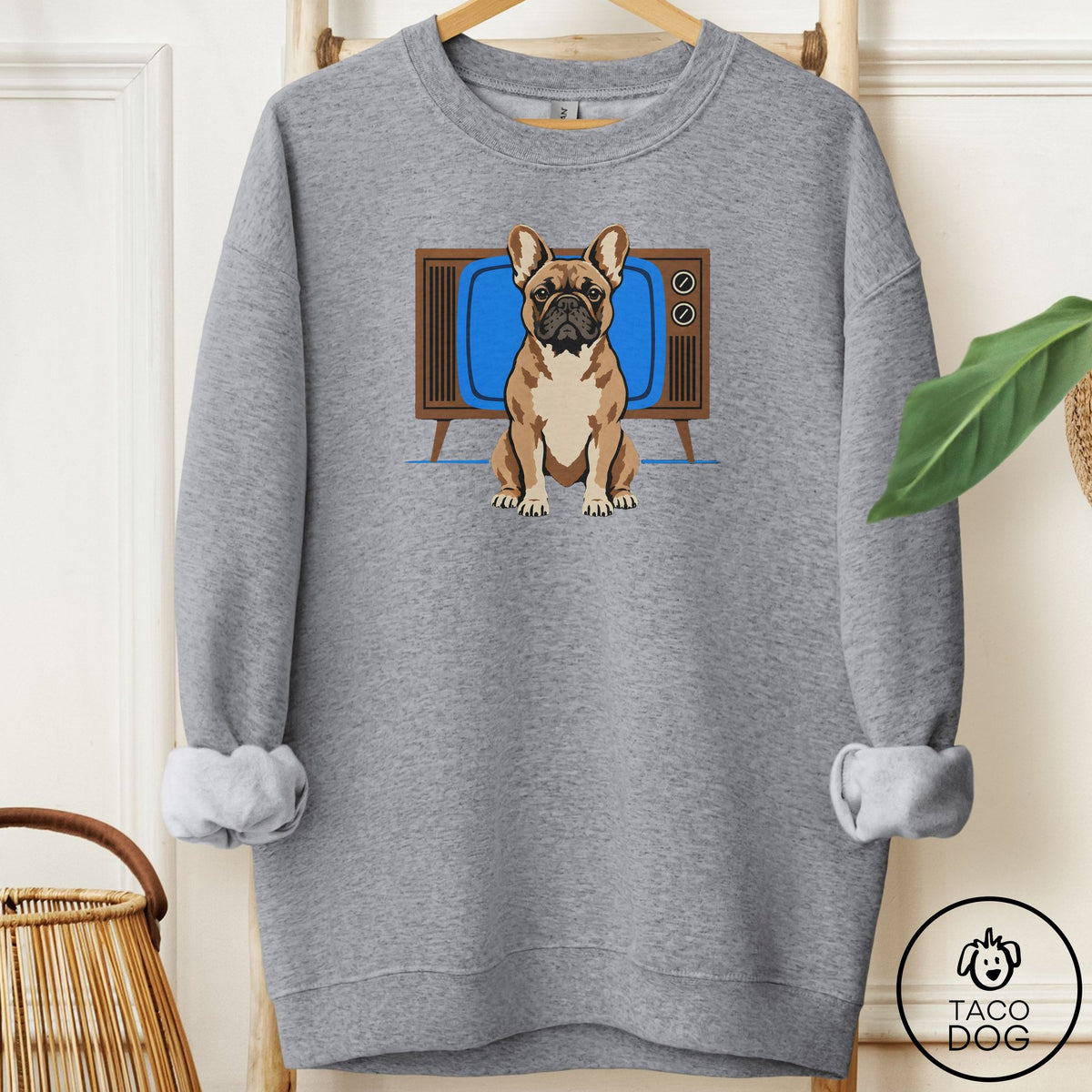 French Bulldog Frenchie Program Sweatshirt Graphite Heather Taco-Dog