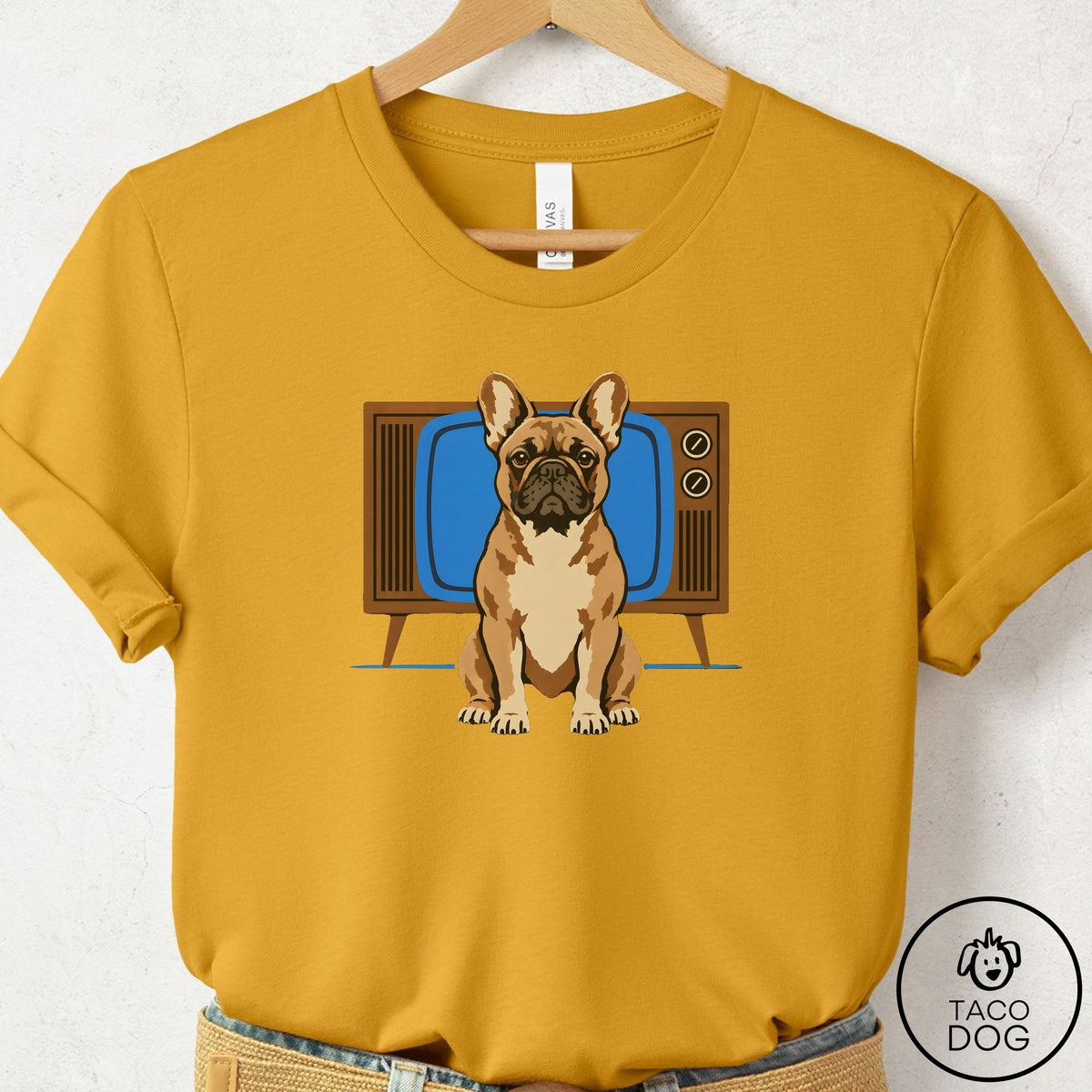 French Bulldog Frenchie Program T-Shirt Mustard Taco-Dog