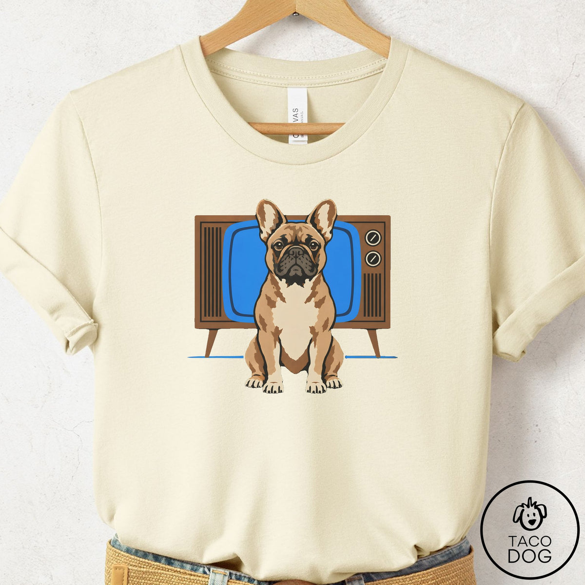 French Bulldog Frenchie Program T-Shirt Natural Taco-Dog