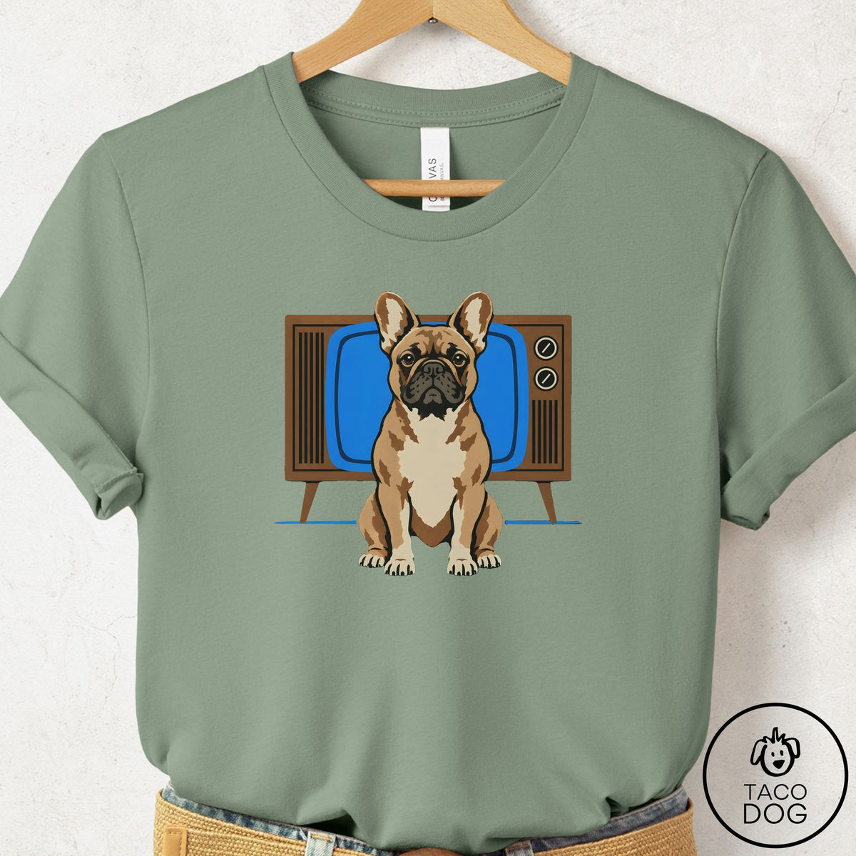 French Bulldog Frenchie Program T-Shirt Sage Taco-Dog