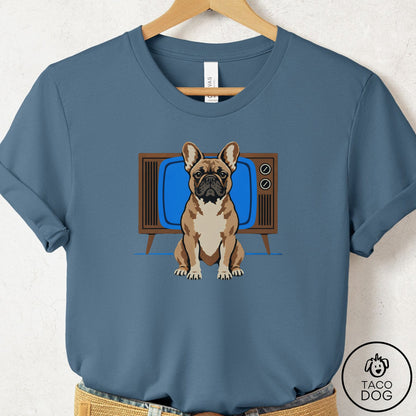 French Bulldog Frenchie Program T-Shirt Steel Blue Taco-Dog