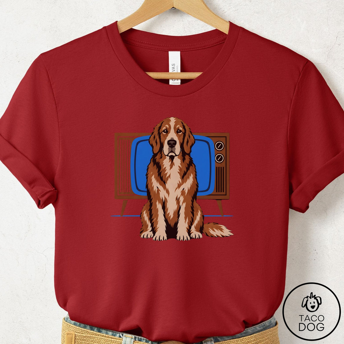 Golden Retriever Program T-Shirt Canvas Red Taco-Dog