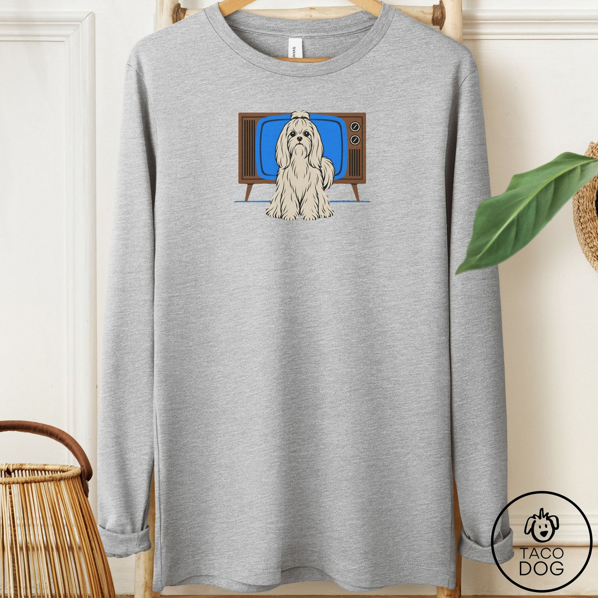 Maltese Program Long Sleeve Tee Athletic Heather Taco-Dog