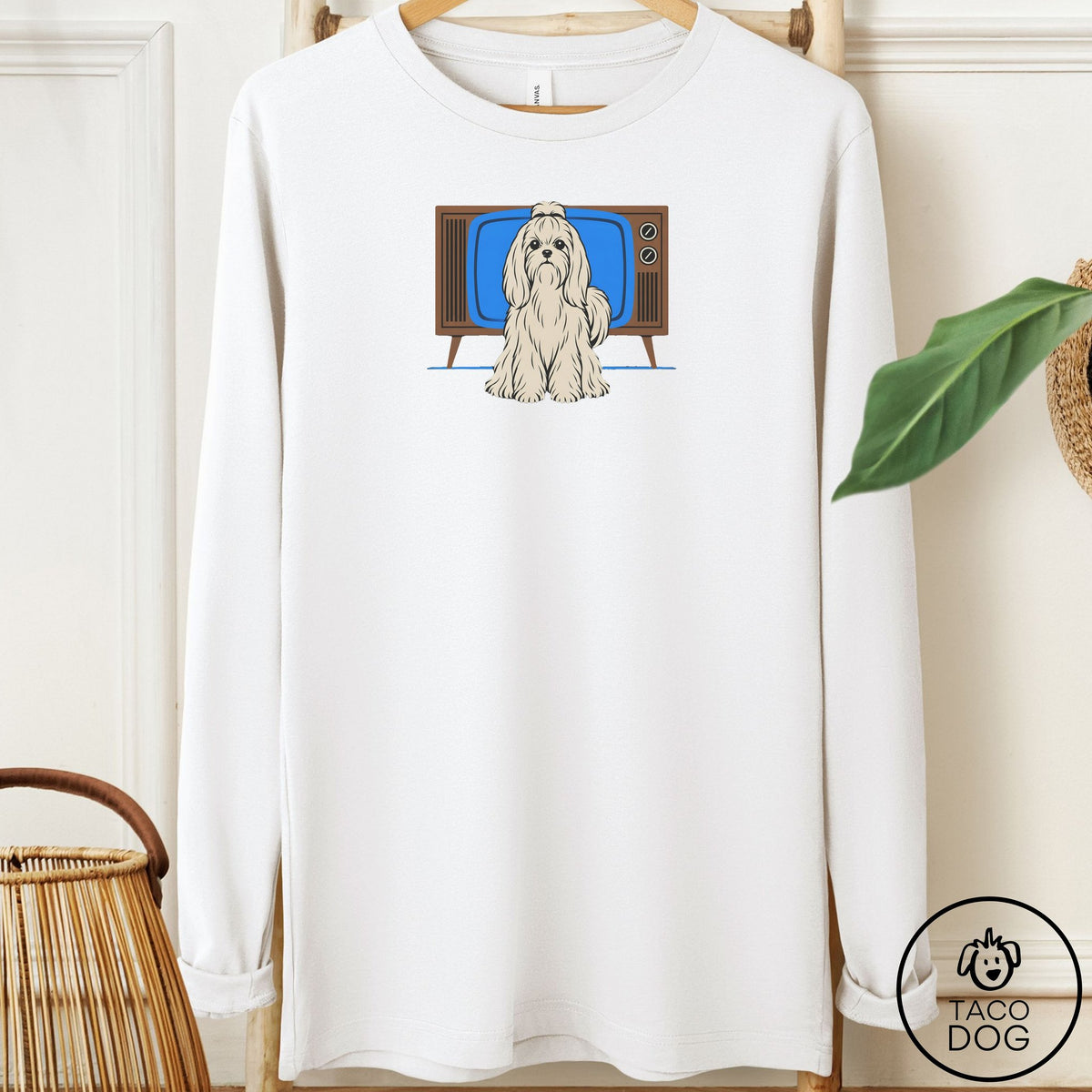 Maltese Program Long Sleeve Tee White Taco-Dog