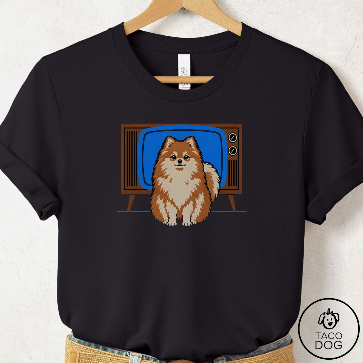 Pomeranian Program T-Shirt Black Taco-Dog
