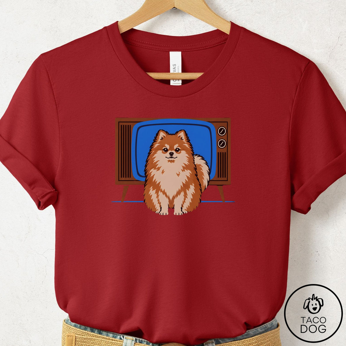 Pomeranian Program T-Shirt Canvas Red Taco-Dog