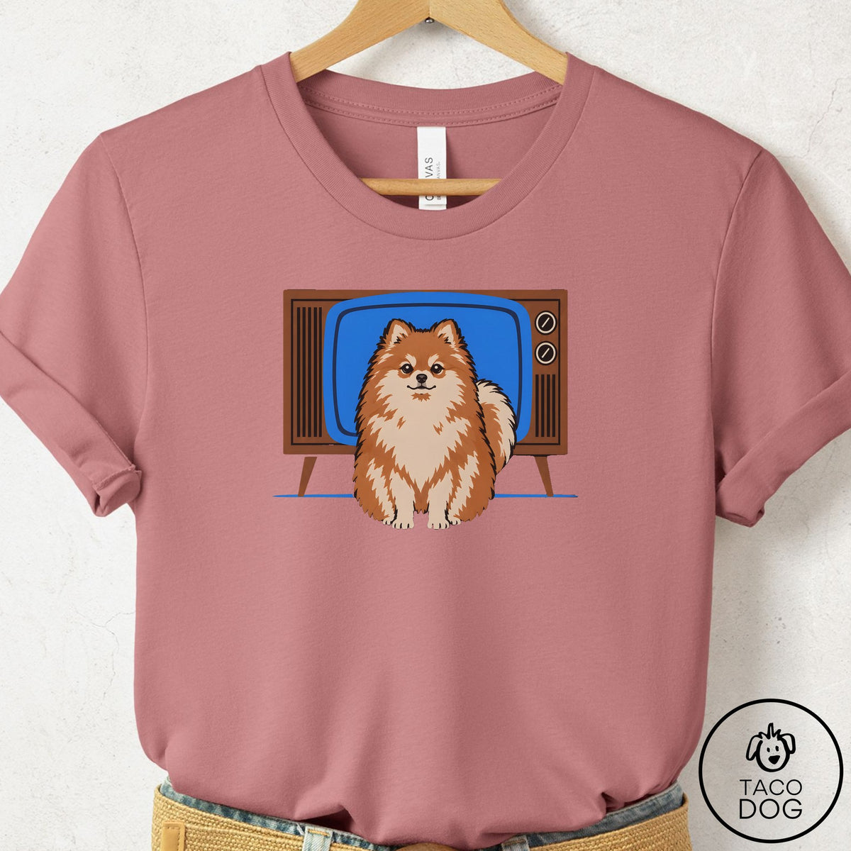 Pomeranian Program T-Shirt Mauve Taco-Dog