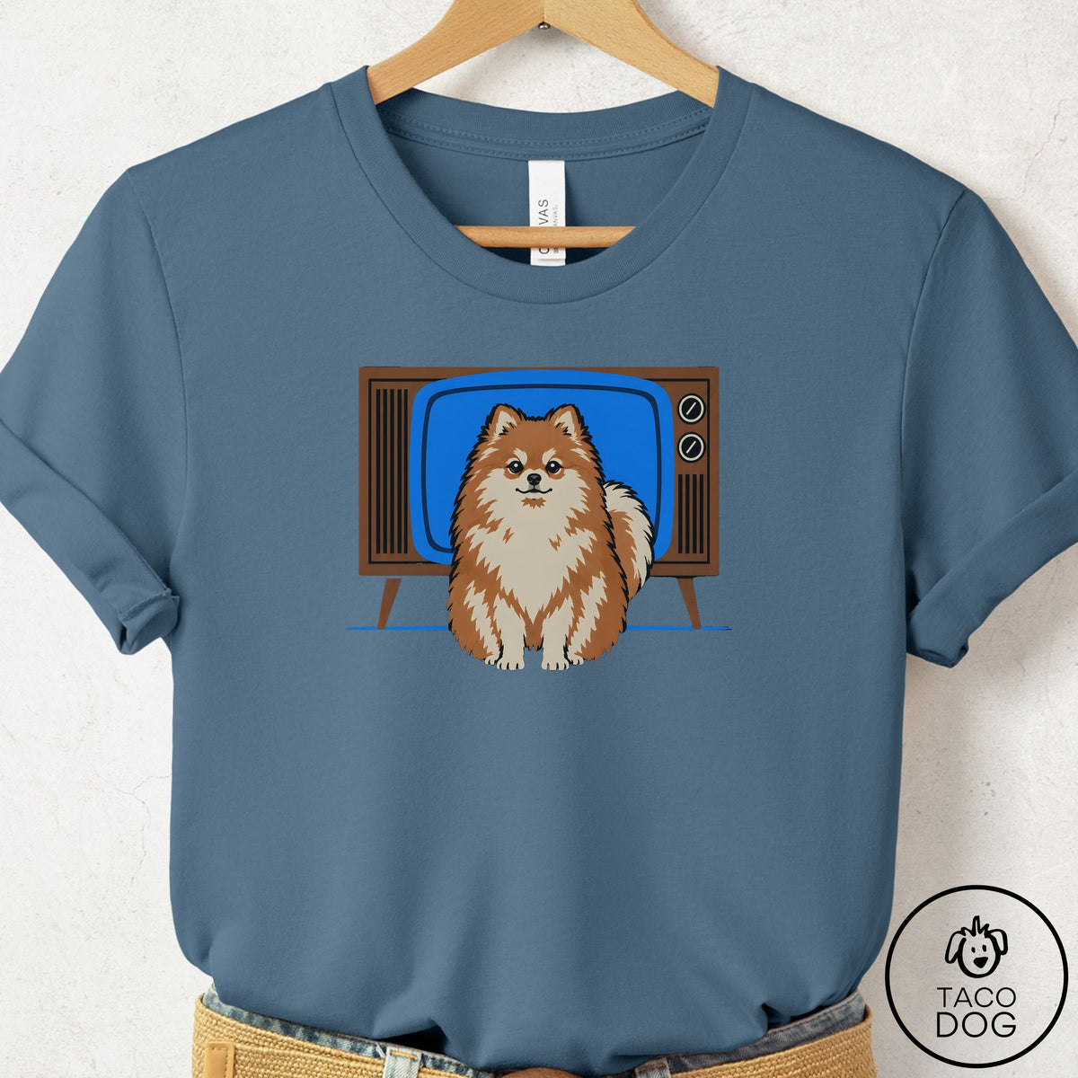 Pomeranian Program T-Shirt Steel Blue Taco-Dog