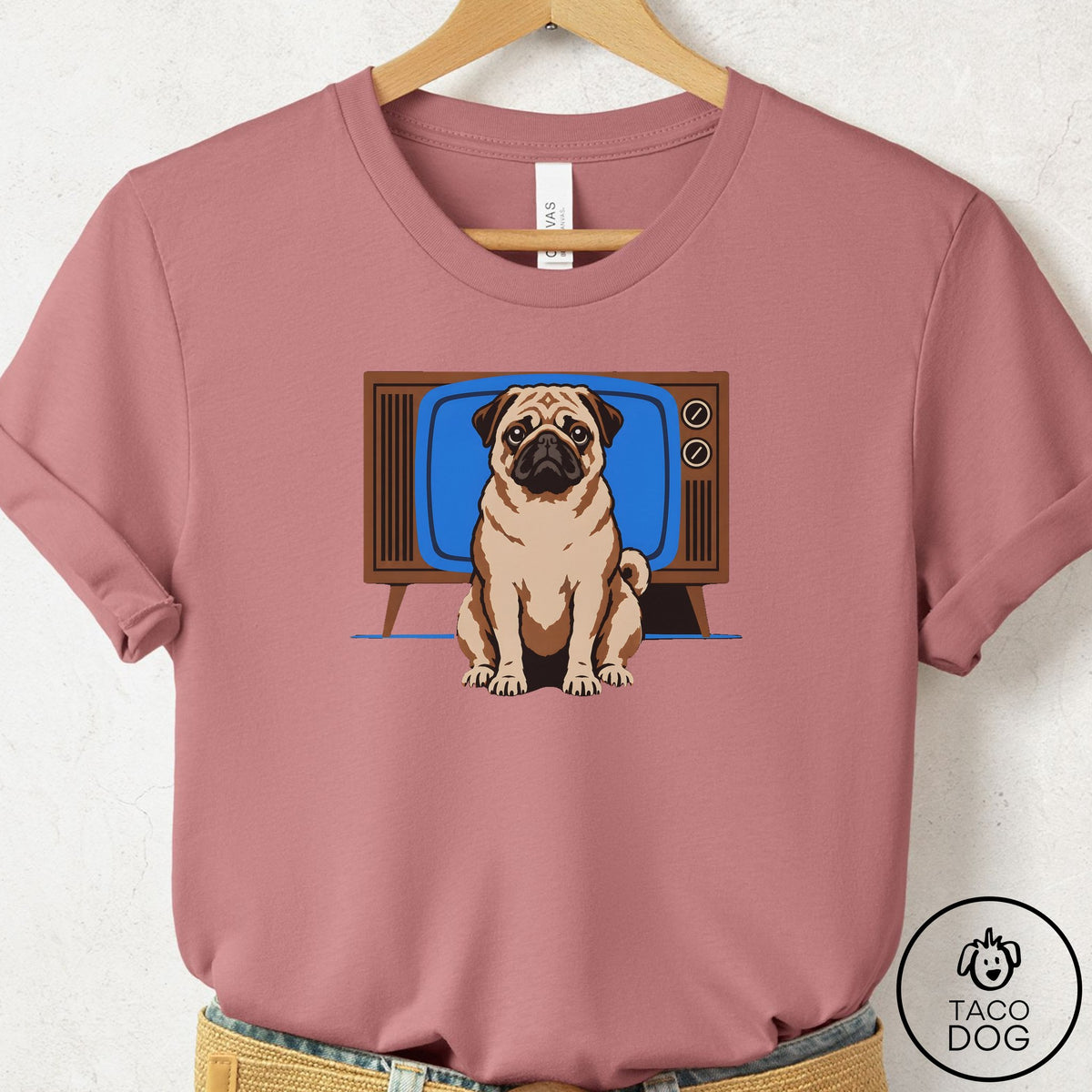 Pug Program T-Shirt Mauve Taco-Dog