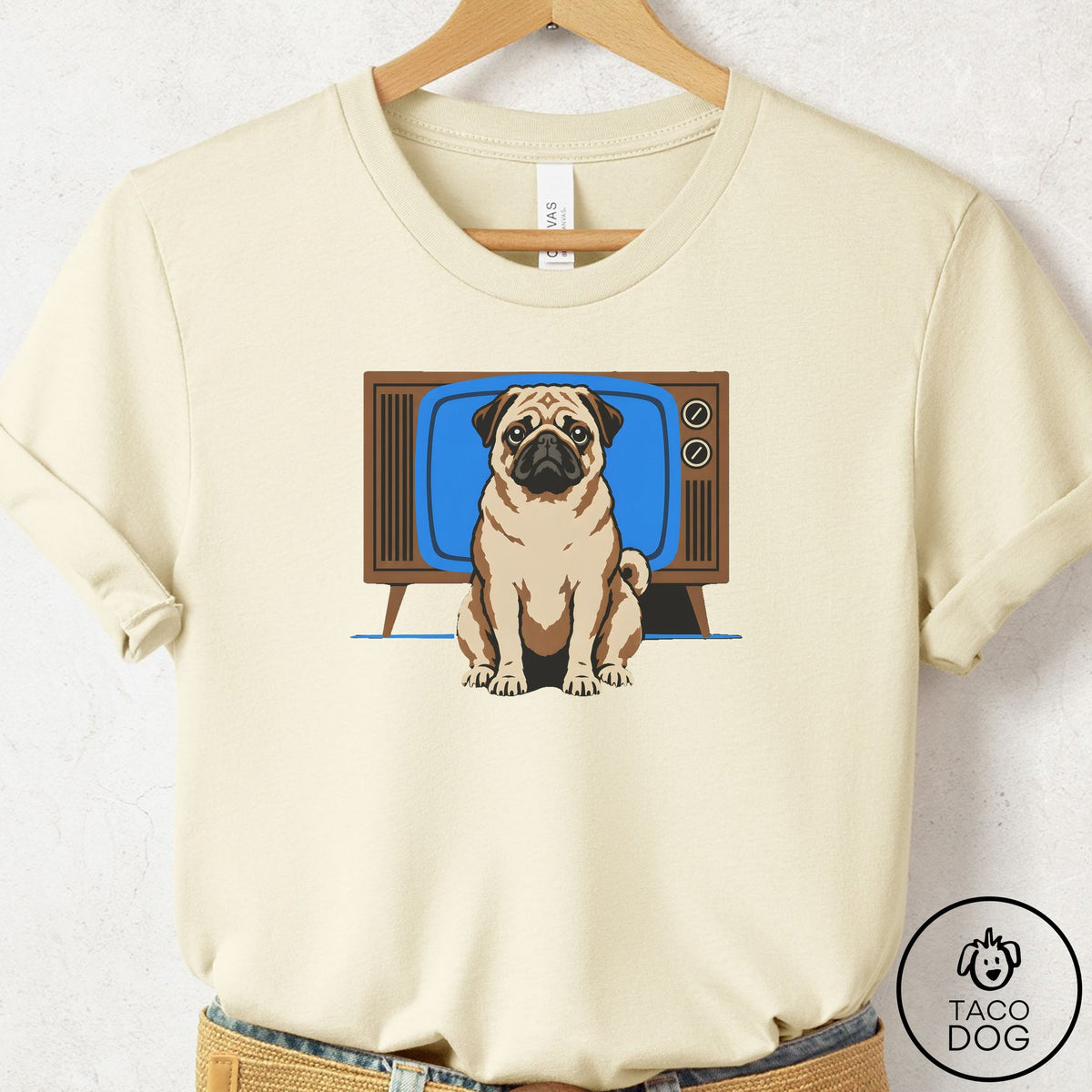 Pug Program T-Shirt Natural Taco-Dog
