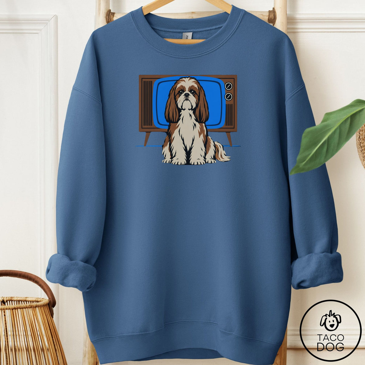 Shih Tzu Program Sweatshirt Indigo Blue Taco-Dog