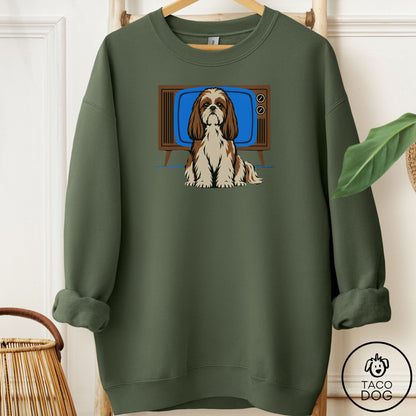 Shih Tzu Program Sweatshirt Military Green Taco-Dog