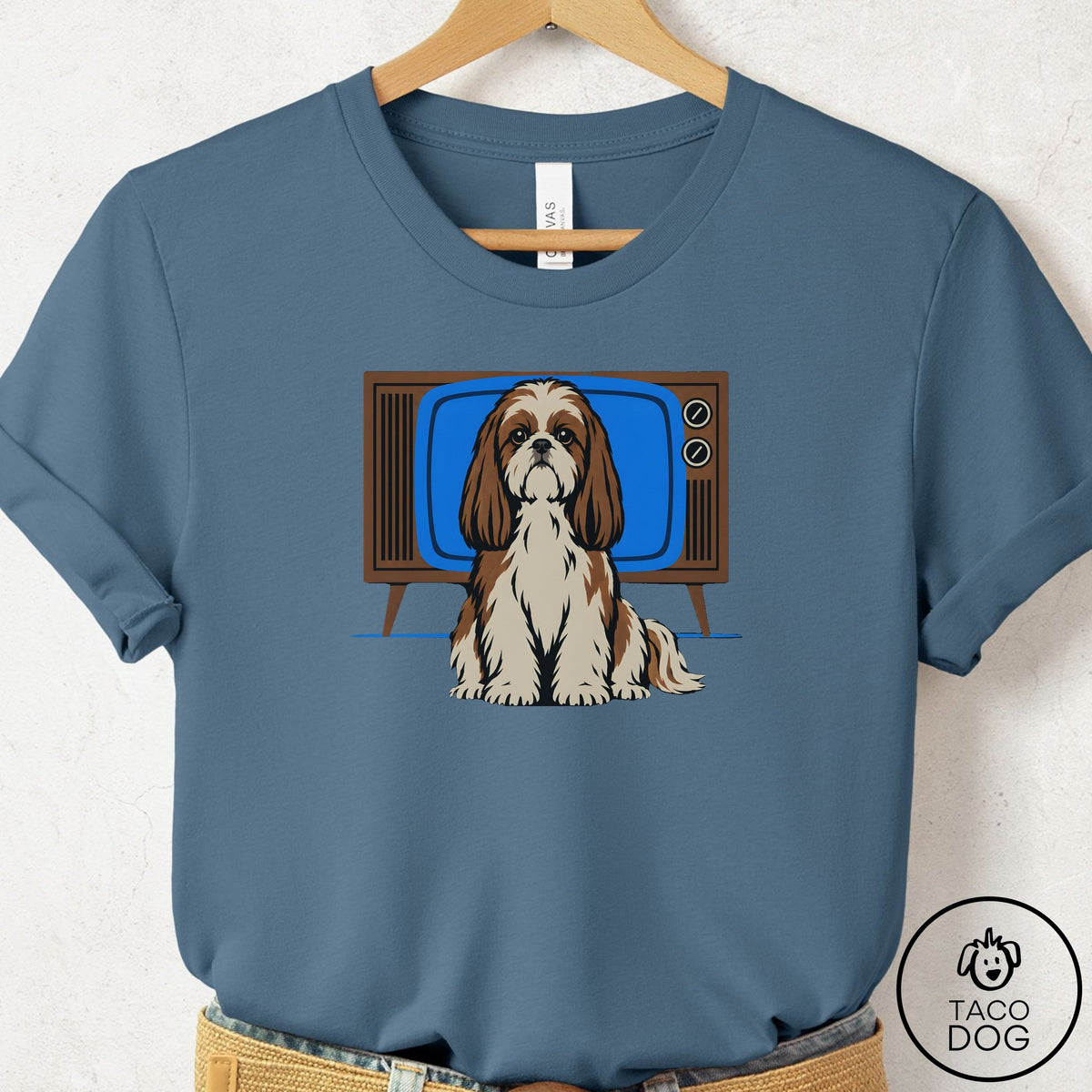 Shih Tzu Program T-Shirt Steel Blue Taco-Dog