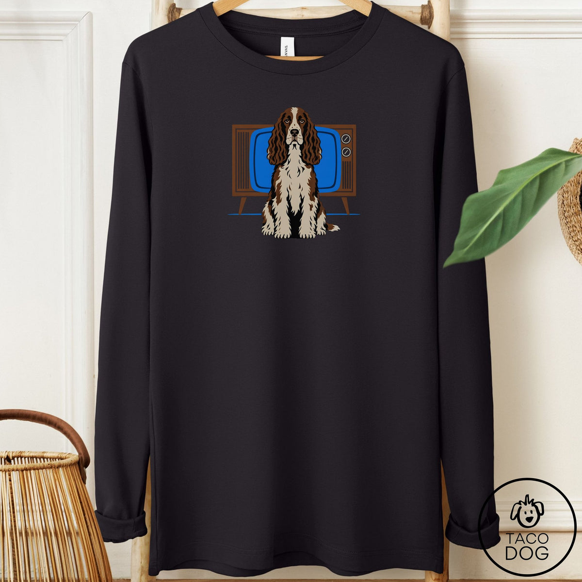 Springer Spaniel Program Long Sleeve Tee Black Taco-Dog