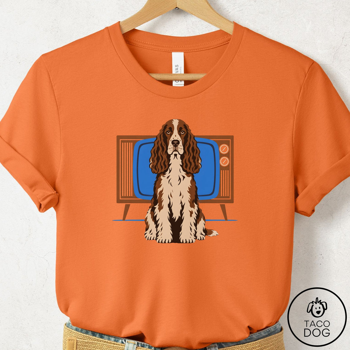 Springer Spaniel Program T-Shirt Burnt Orange Taco-Dog