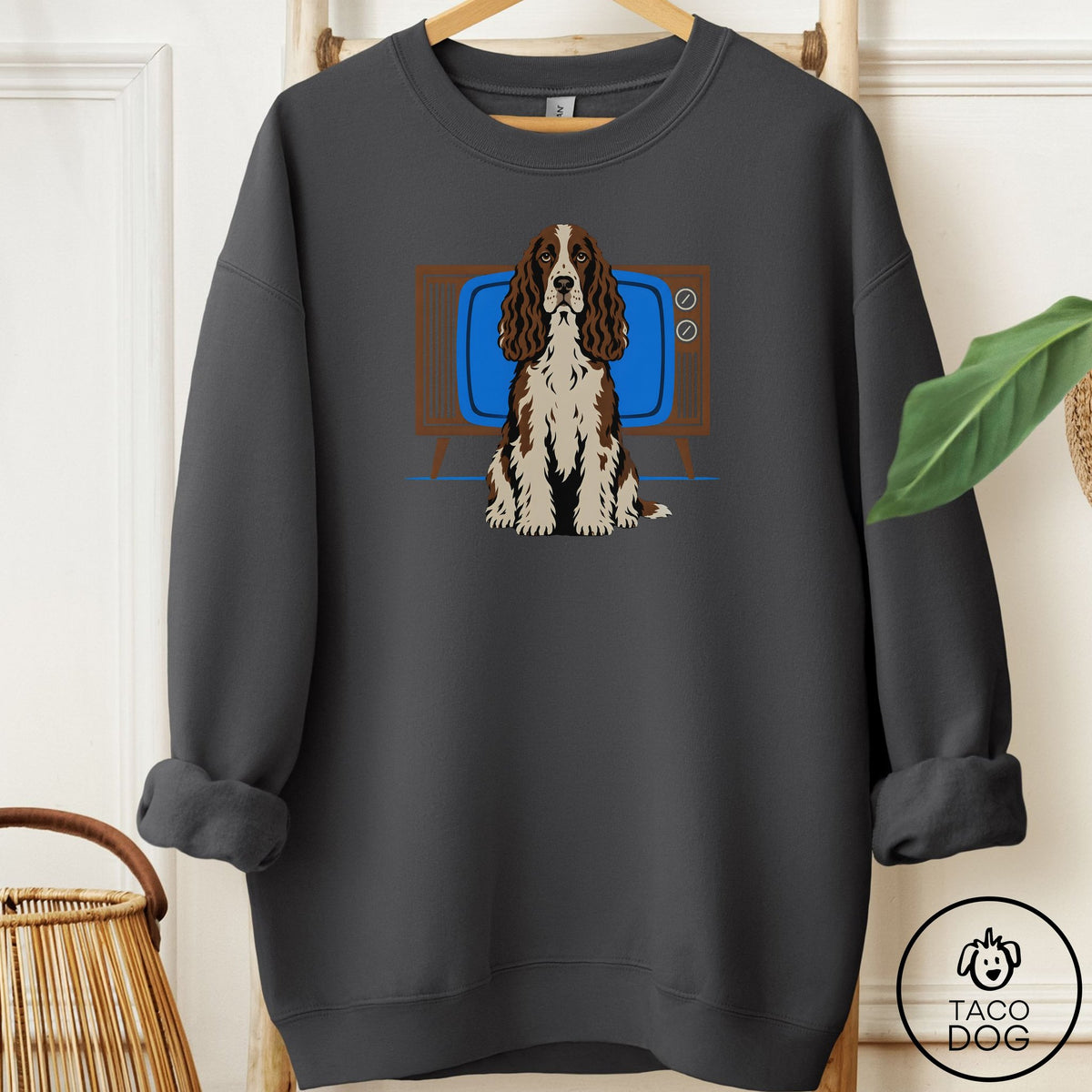 Springer Spaniel Program Sweatshirt Charcoal Taco-Dog