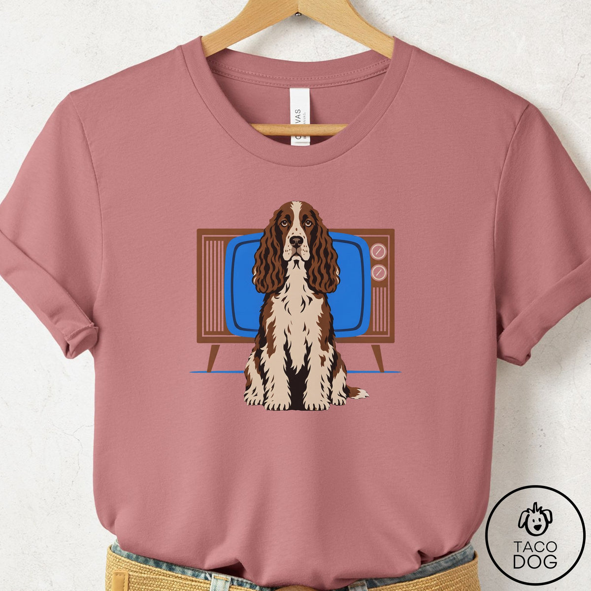 Springer Spaniel Program T-Shirt Mauve Taco-Dog