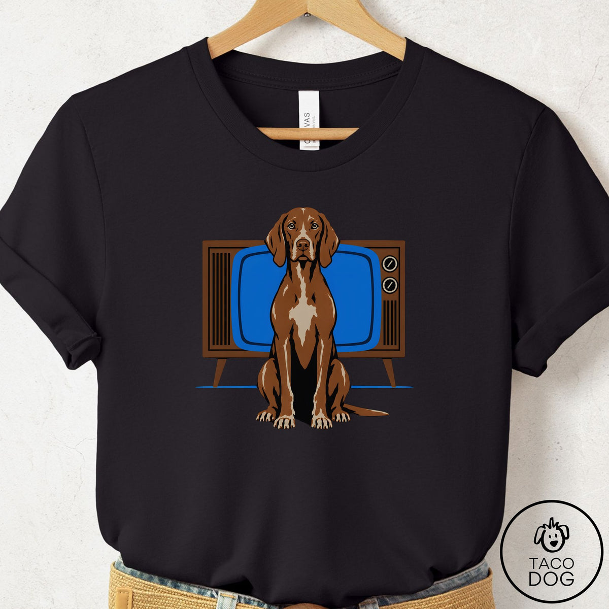 Vizsla Program T-Shirt Black Taco-Dog