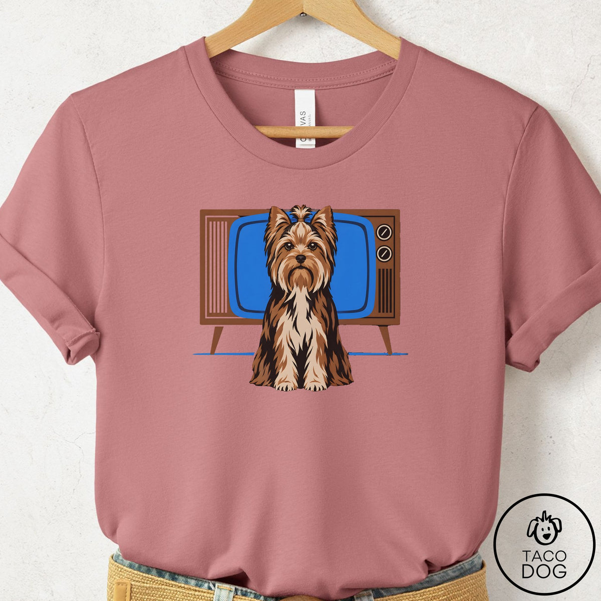 Yorkshire Terrier Yorkie Program T-Shirt Mauve Taco-Dog