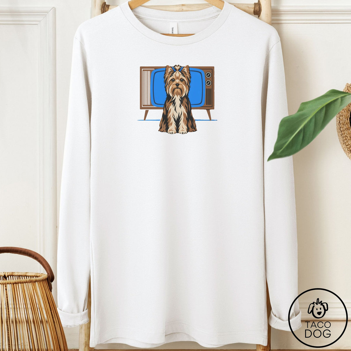 Yorkshire Terrier Yorkie Program Long Sleeve Tee White Taco-Dog