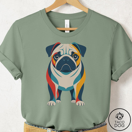 Pug Color Block T-Shirt Sage Taco-Dog