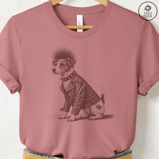 Jack Russell Punk T-Shirt Heather Mauve Taco-Dog