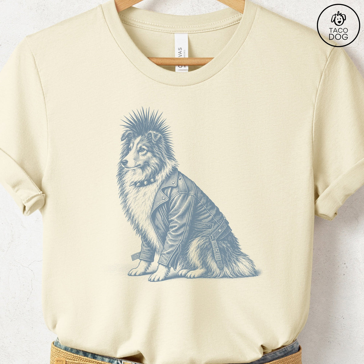Shetland Sheepdog Punk T-Shirt Natural Taco-Dog