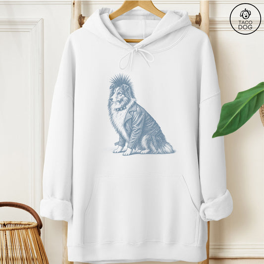 Shetland Sheepdog Punk Hoodie White Taco-Dog