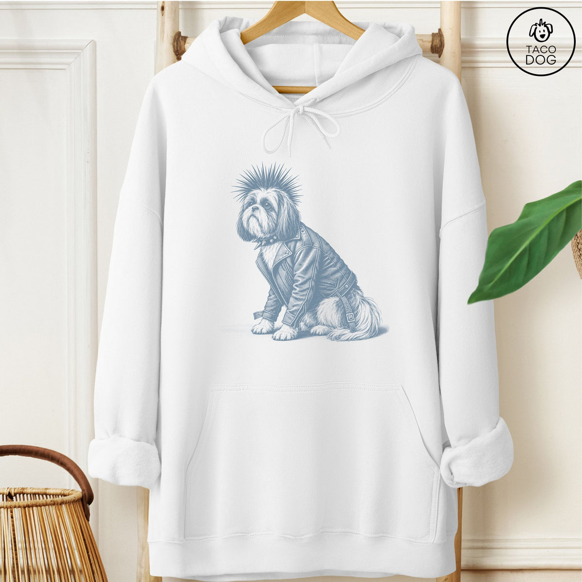 Shih Tzu Punk Hoodie White Taco-Dog