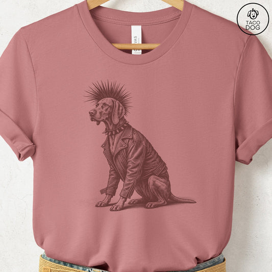 Vizsla Punk T-Shirt Heather Mauve Taco-Dog