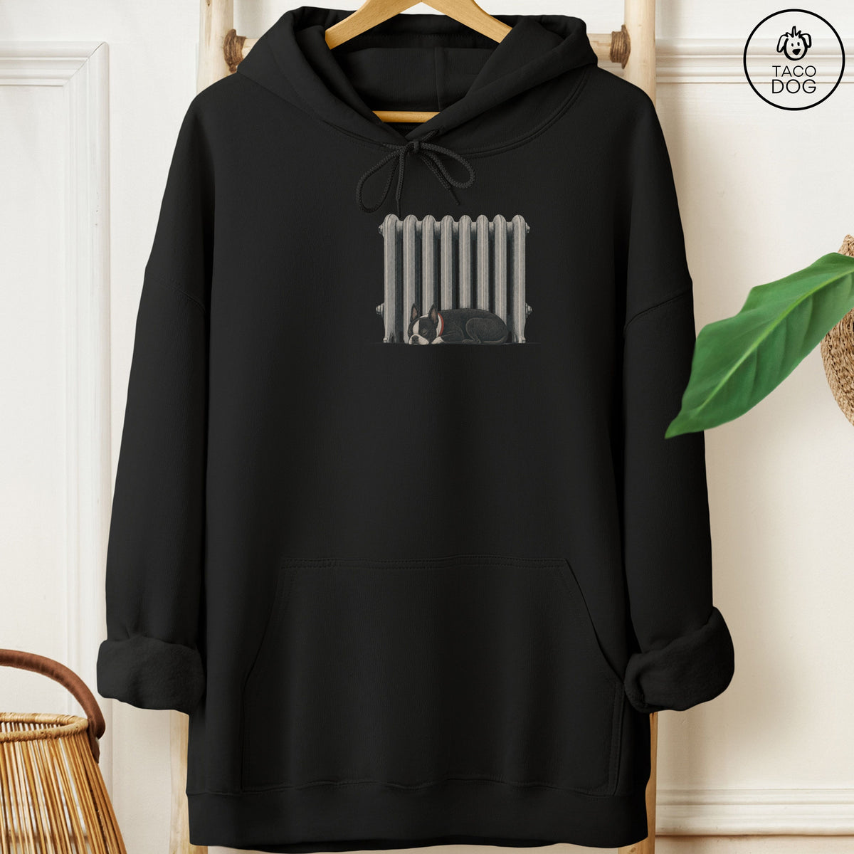 Boston Terrier Radiator Hoodie Black Taco-Dog