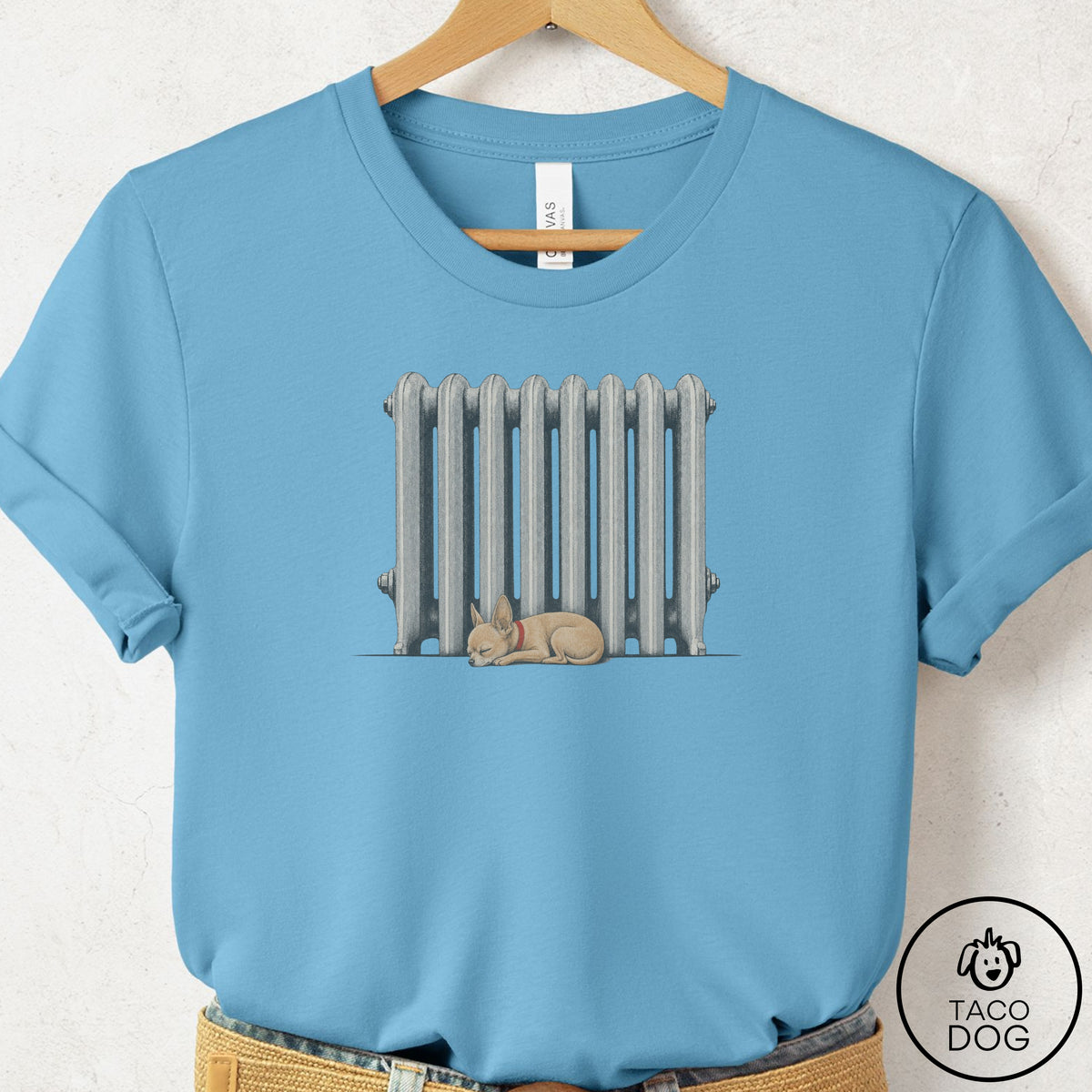 Chihuahua Radiator T-Shirt Ocean Blue Taco-Dog