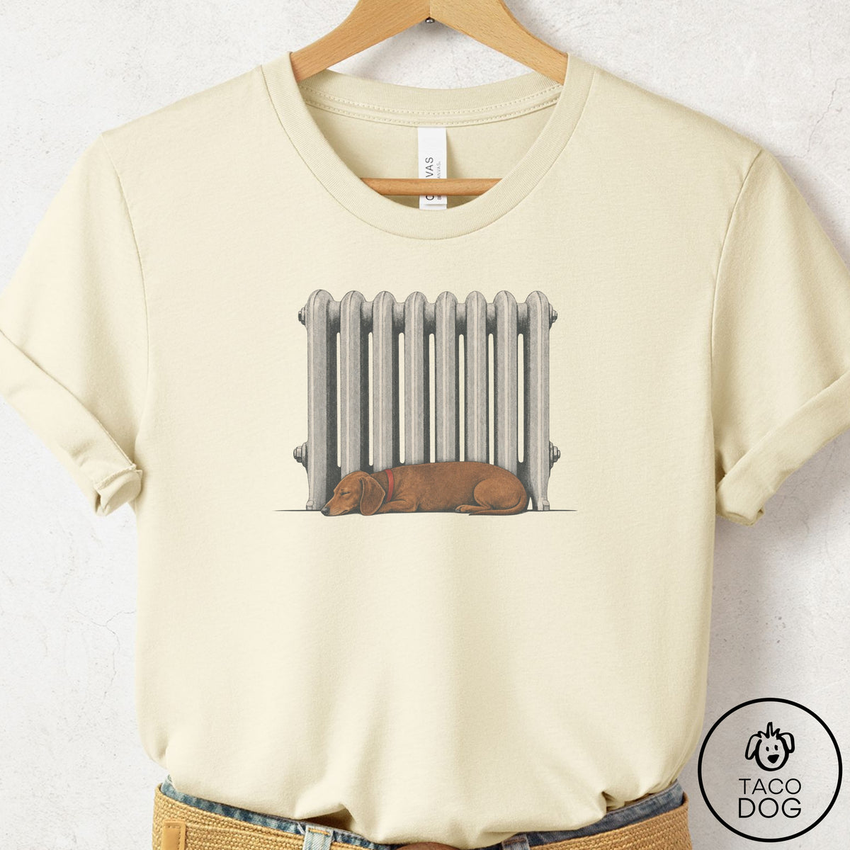 Dachshund Radiator T-Shirt Natural Taco-Dog
