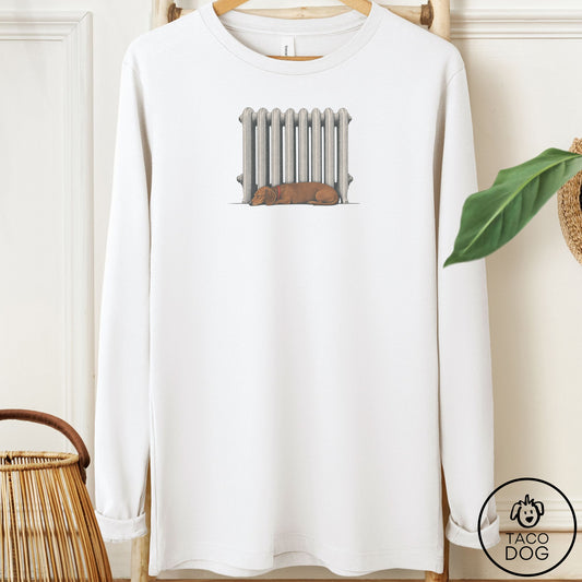 Dachshund Radiator Long Sleeve Tee White Taco-Dog