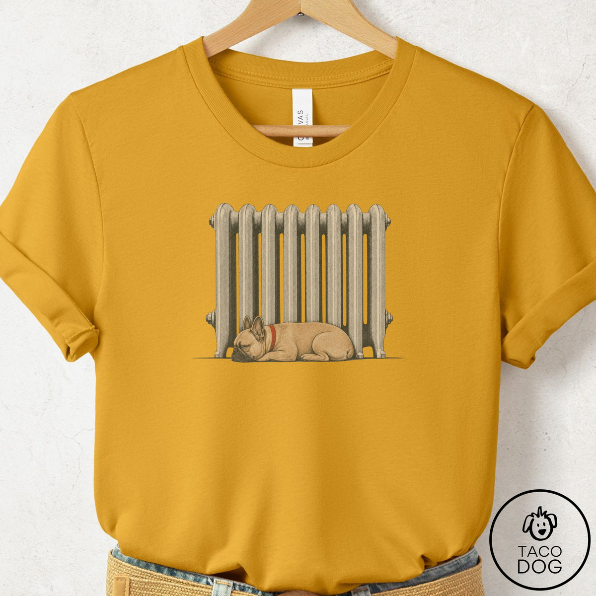 French Bulldog Frenchie Radiator T-Shirt, design close-up
