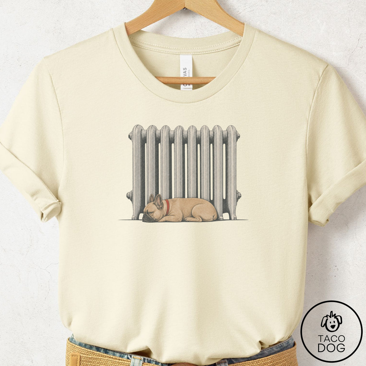French Bulldog Frenchie Radiator T-Shirt Natural Taco-Dog