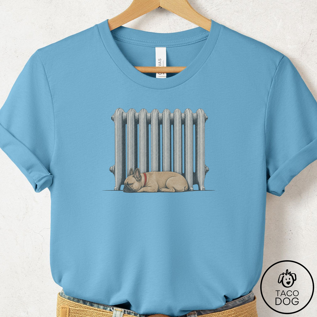 French Bulldog Frenchie Radiator T-Shirt Ocean Blue Taco-Dog