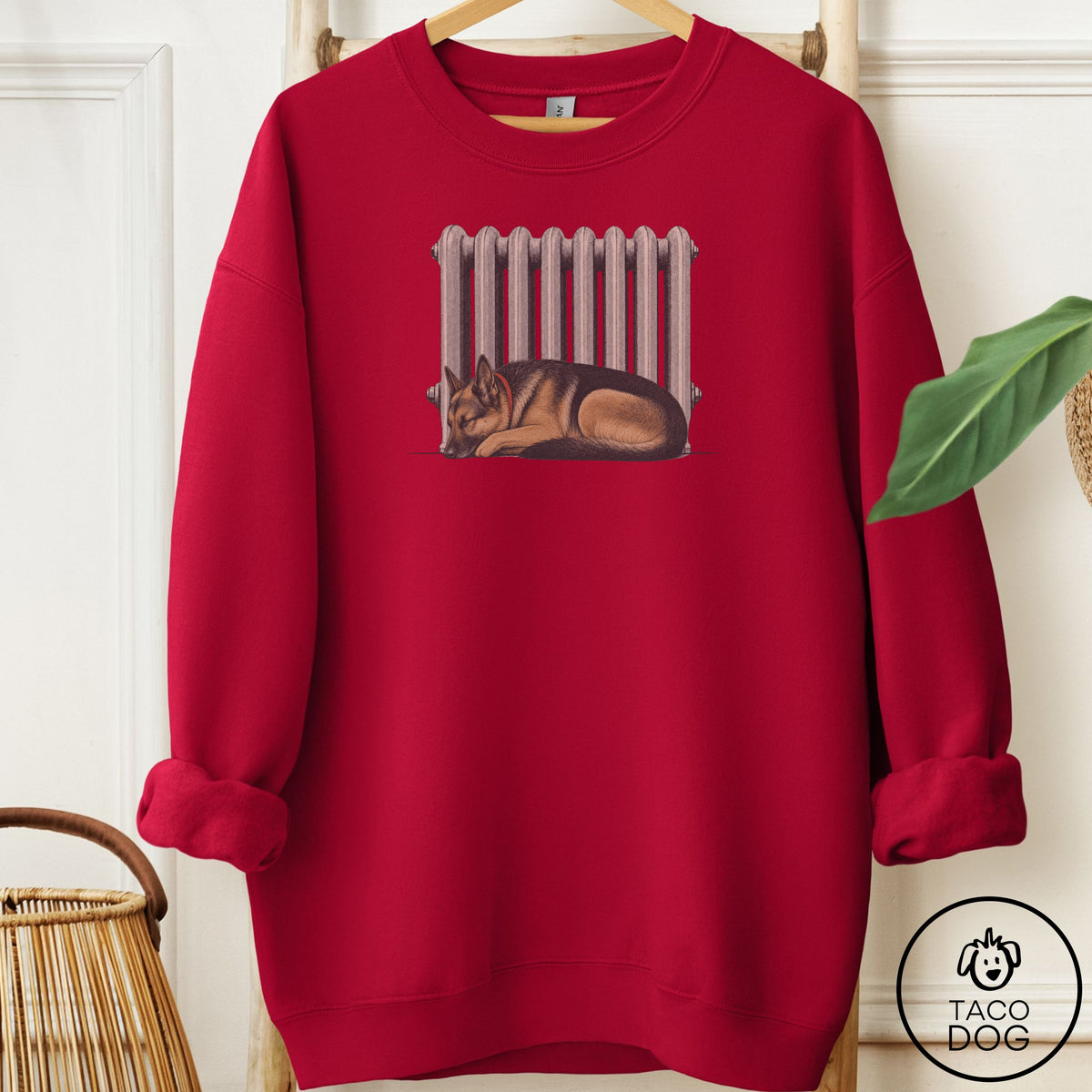 German Shepherd Radiator Sweatshirt Cardinal Red Taco-Dog