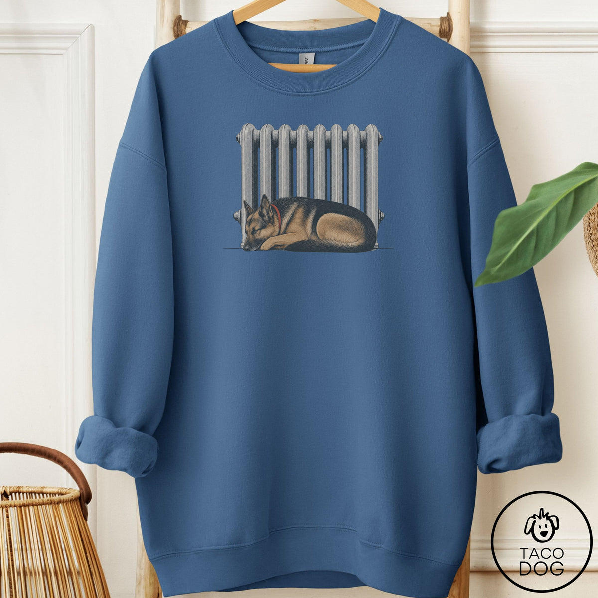 German Shepherd Radiator Sweatshirt Indigo Blue Taco-Dog