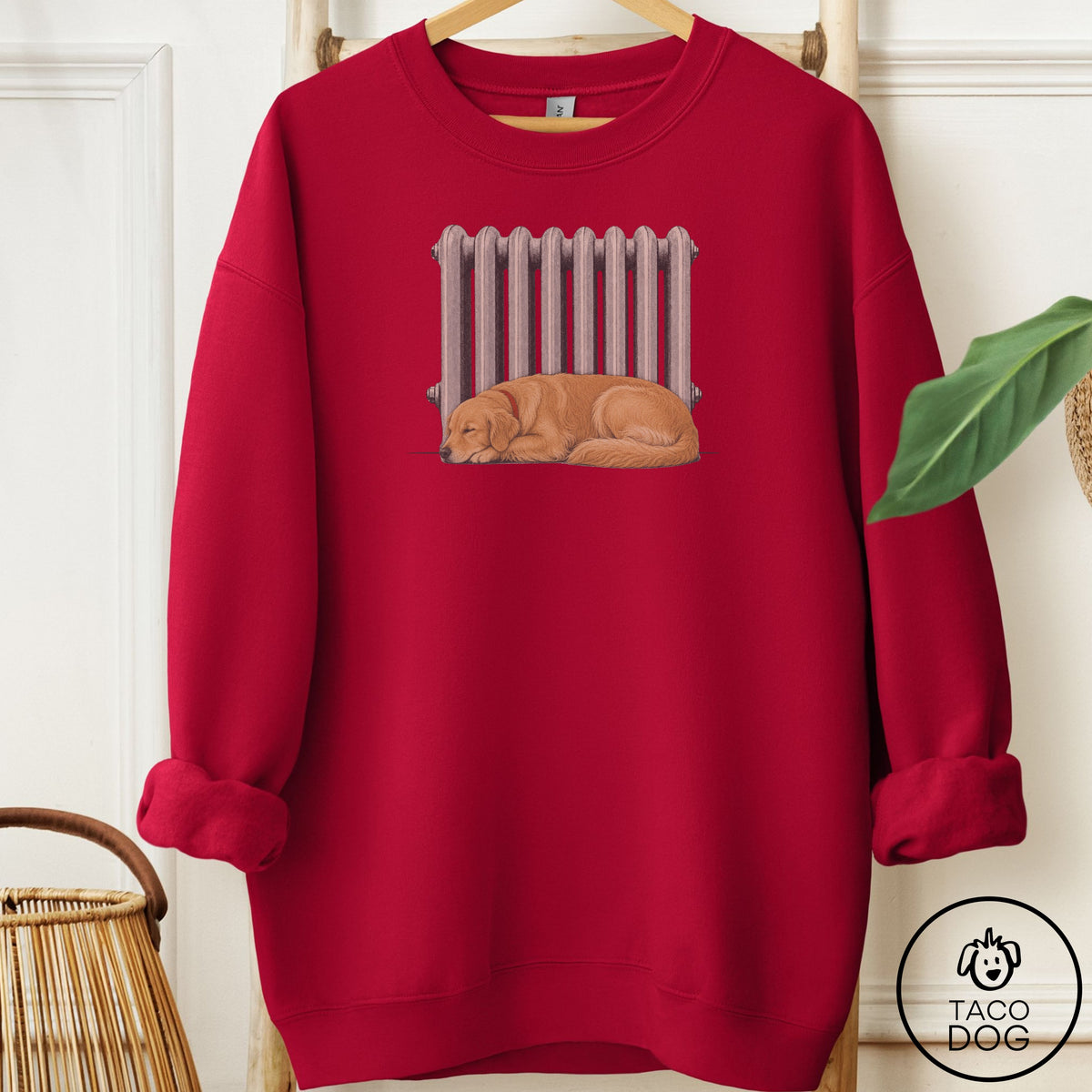 Golden Retriever Radiator Sweatshirt Cardinal Red Taco-Dog