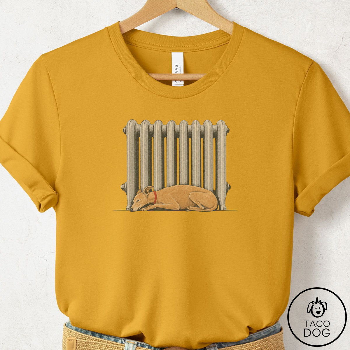 Italian Greyhound Whippet Radiator T-Shirt Mustard Taco-Dog